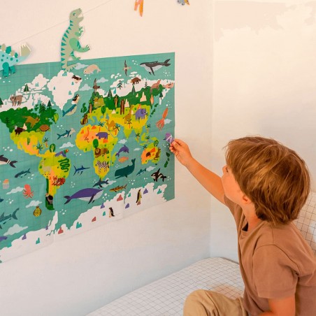 Póster Gigante con 100 Stickers Mapa del Mundo